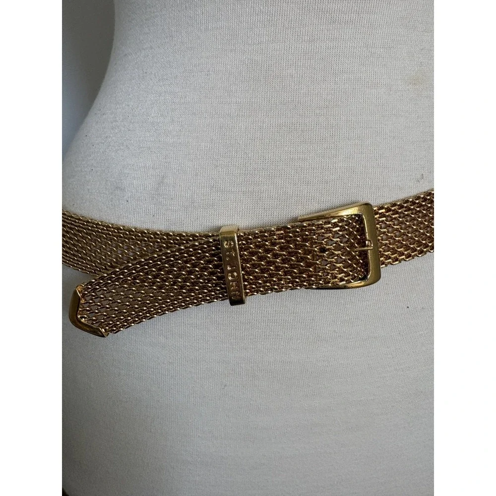 Vintage St. John Women's Adjustable Gold Tone Mesh Metal Link Chain Belt